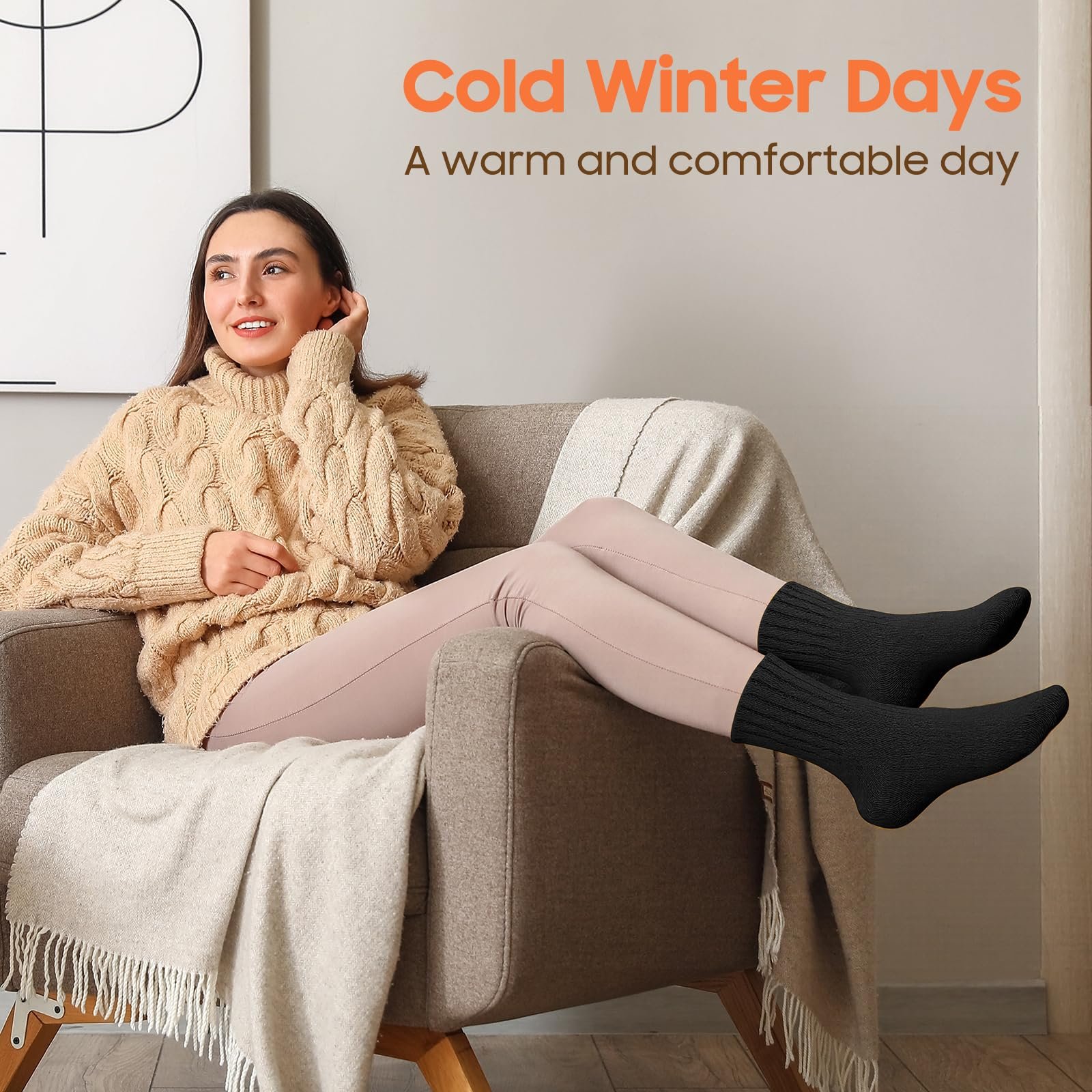 Термоноски Женские 3 пары - Зимние Теплые Носки для походов Плотные Рабочие Носки Стопперы для походов Дома Отдыха EU 35-42, фото №6