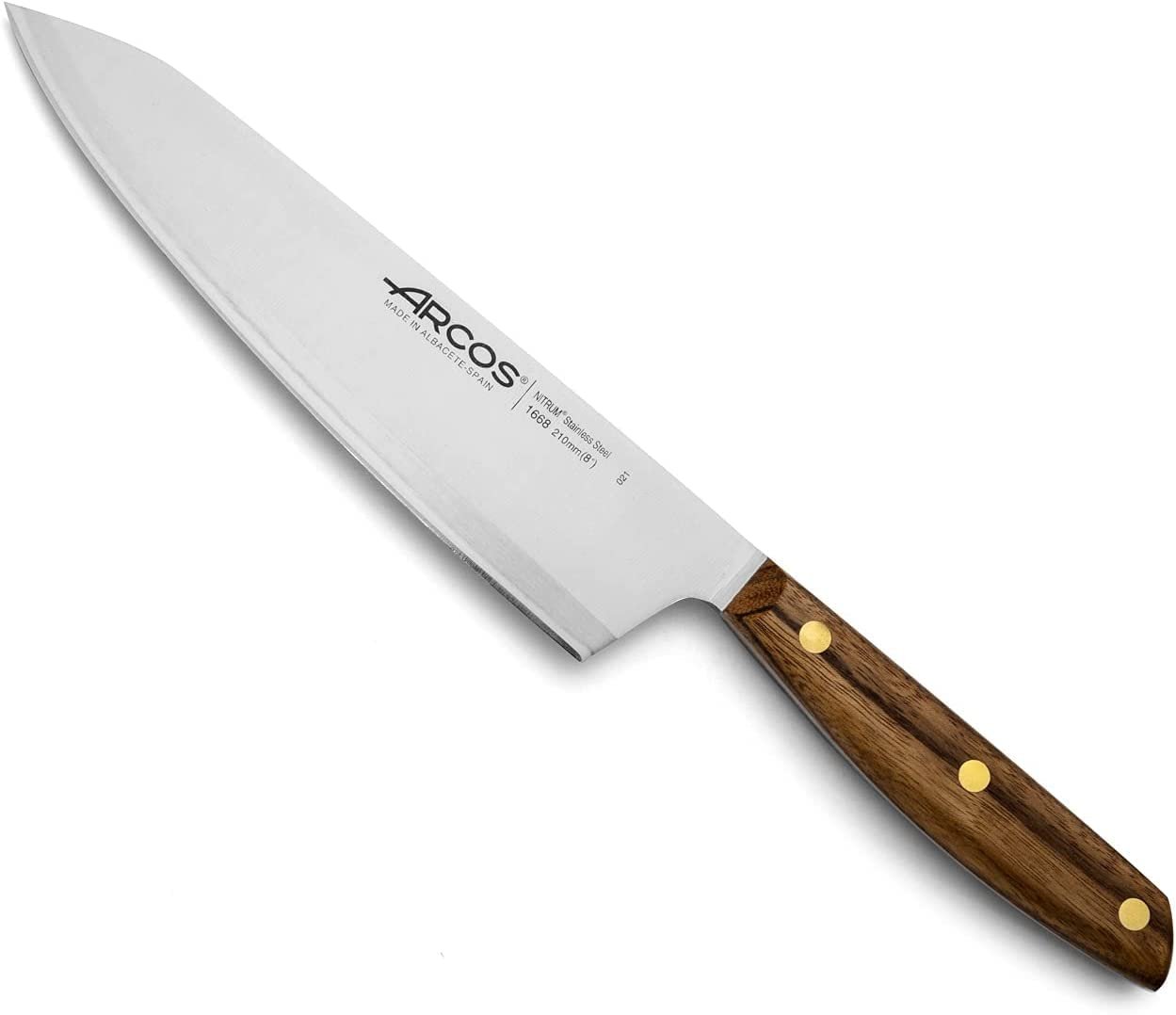 Набор кухонных ножей Arcos Nordika (нож для очистки + кухонный нож + поварской нож) NITRUM нержавеющая сталь, деревянная ручка Ovengkol, коричневый цвет, фото №5