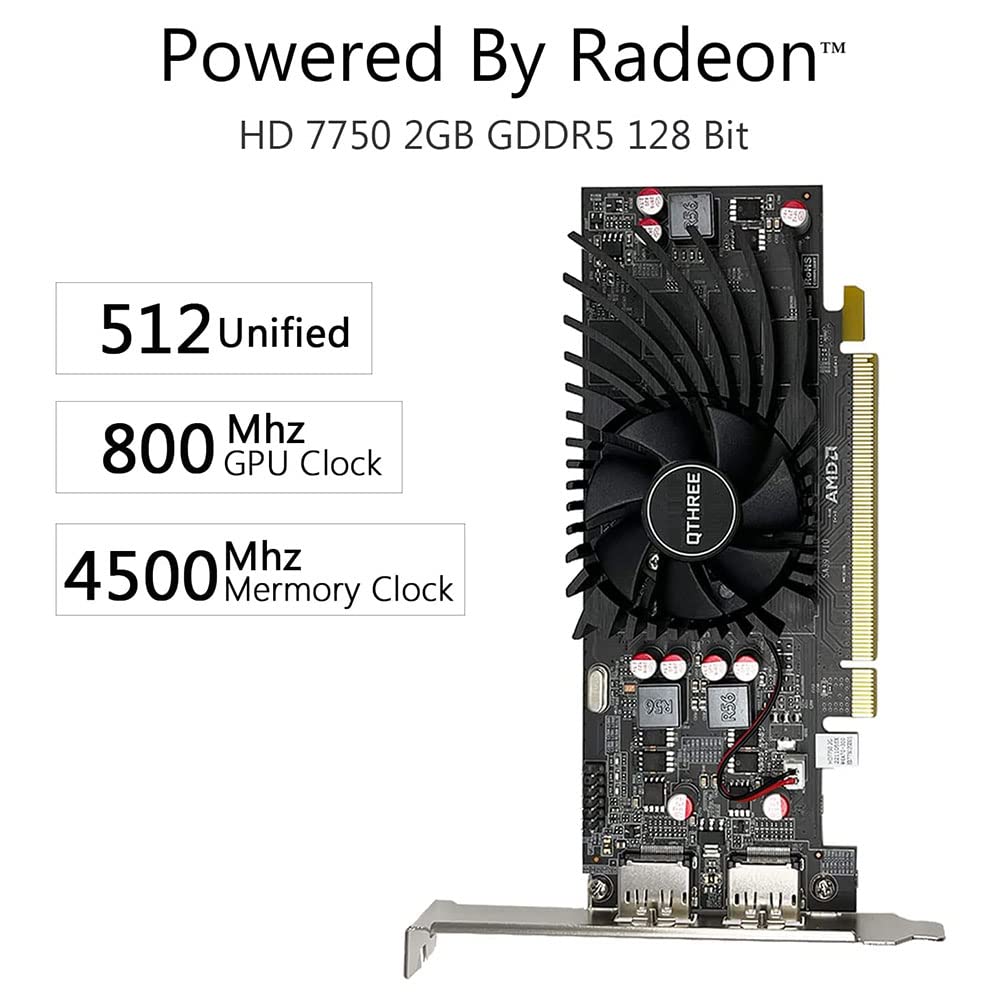 Відеокарта QTHREE HD 7750 2 ГБ GDDR5 128-біт Low Profile, фото №2