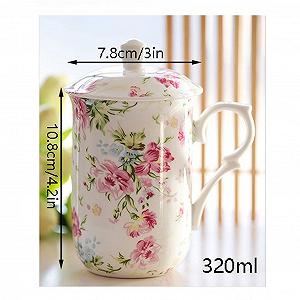 Чашка для чая Цветочный Античный Стиль Большая Фарфоровая Кружка с Крышкой (безопасна для мытья в посудомоечной машине и микроволновой печи) synthetic.ua - Фото 1