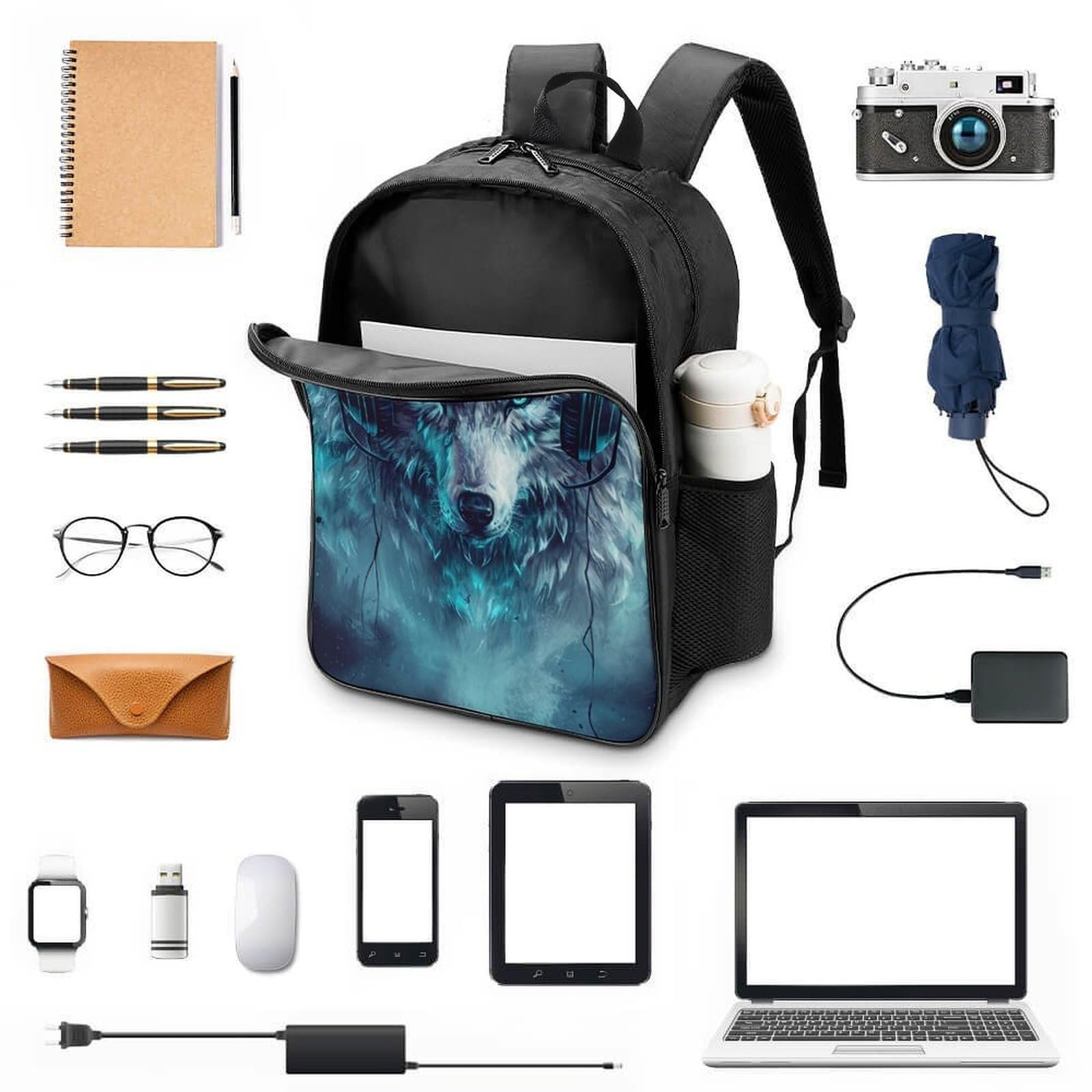 Рюкзак RSIUUODNF Wolf 3D, детский, большой, школьный, 40 x 28 x 16 см, Style-7, фото №4