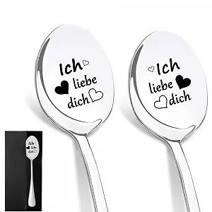 Ложка для кофе Ich Liebe Dich для женщин и мужчин с гравировкой - Фото 1