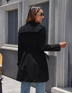 Пальто Wantdo Женское Весеннее Ветрозащитное с Пуговицами на Плечах, Погонами, Приталенное, Длинное с Регулируемым Поясом synthetic.ua - Фото 1