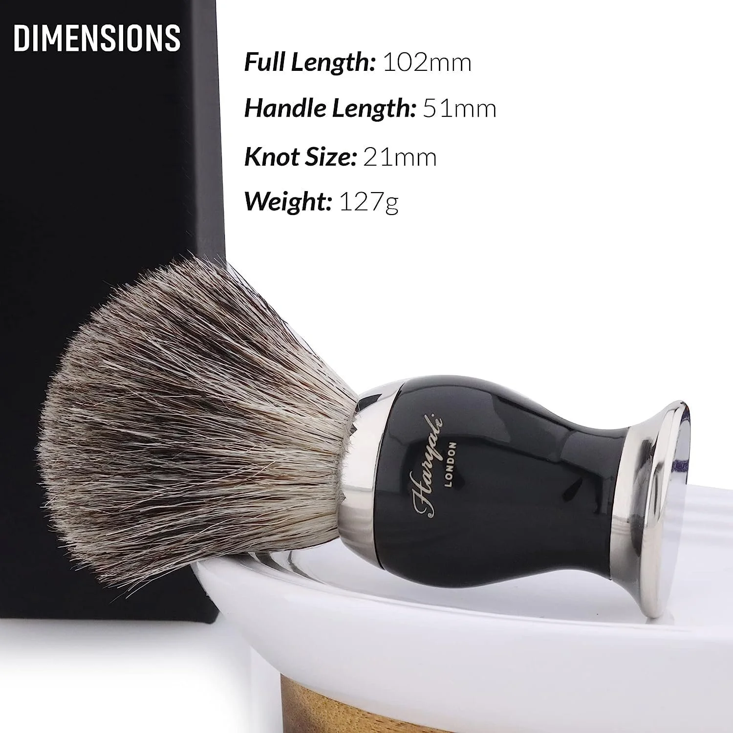 Помазок для бритья Haryali London Pure Black Badger Hair Черный, фото №2 Помазок для бритья Haryali London Pure Black Badger Hair Черный, фото №2