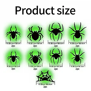 Набір наклейок на стіну 3D Luminous Spiders Halloween 18 штук Black synthetic.ua - Фото 1