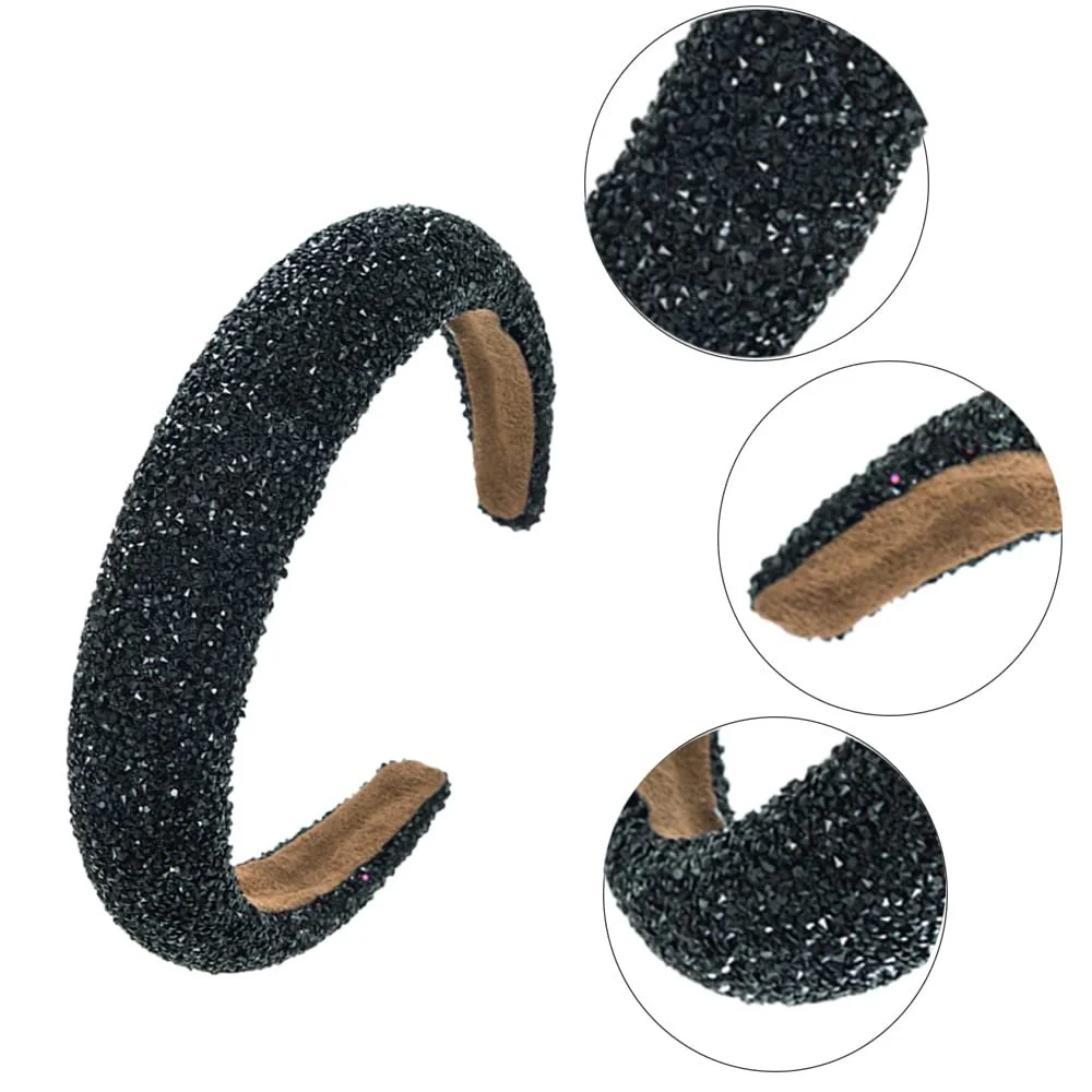 Обруч Еластичний з широкою обробкою Стразами та блискітками, фото №8