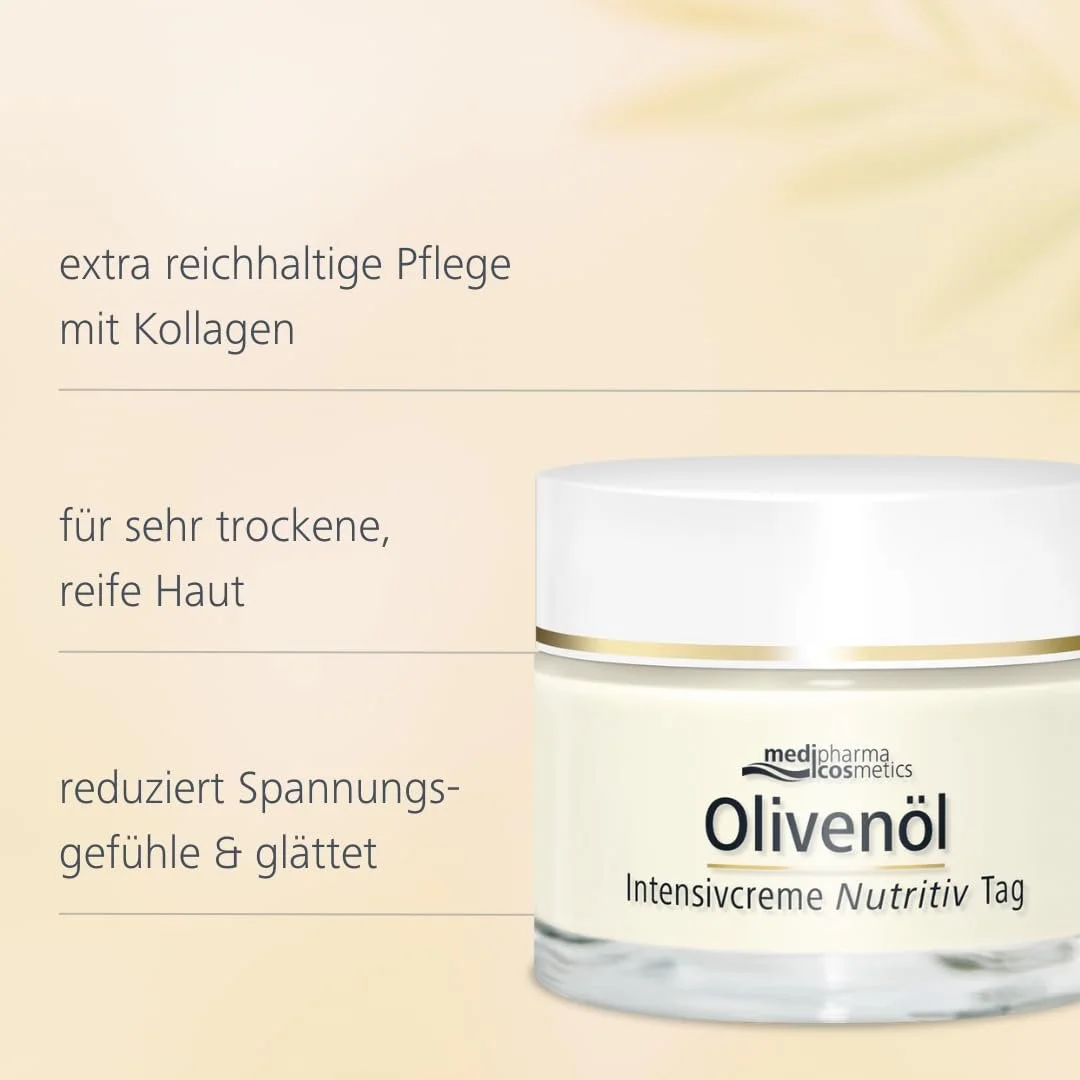 Денний інтенсивний крем для обличчя Medipharma Cosmetics Olive Oil з оливковою олією та колагеном 50 мл, фото №3