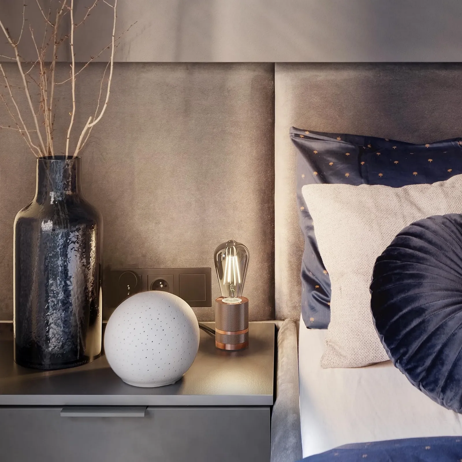 Настільна лампа ledscom.de LITO Switch 1x E27 Max. 60 Вт Бронзова, фото №3