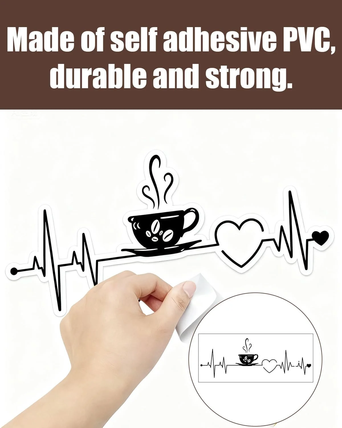 Набір наклейок на стіну Kitchen Decor Coffee Time Cups DIY Чорний, фото №3