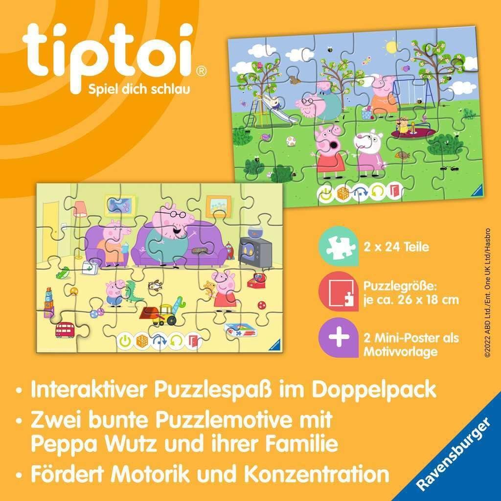 Пазли Ravensburger tiptoi 00163 Peppa Pig 2 x 24 деталі, фото №7