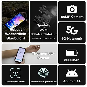 Защищенный смартфон AGM X6 5G 8/128GB 5000 mAh IP68/IP69K MIL-STD-810H 6.78" FHD+ 50MP+16MP Dual SIM NFC цена на synthetic.ua - Фото 1 Защищенный смартфон AGM X6 5G 8/128GB 5000 mAh IP68/IP69K MIL-STD-810H 6.78" FHD+ 50MP+16MP Dual SIM NFC synthetic.ua - Фото 1