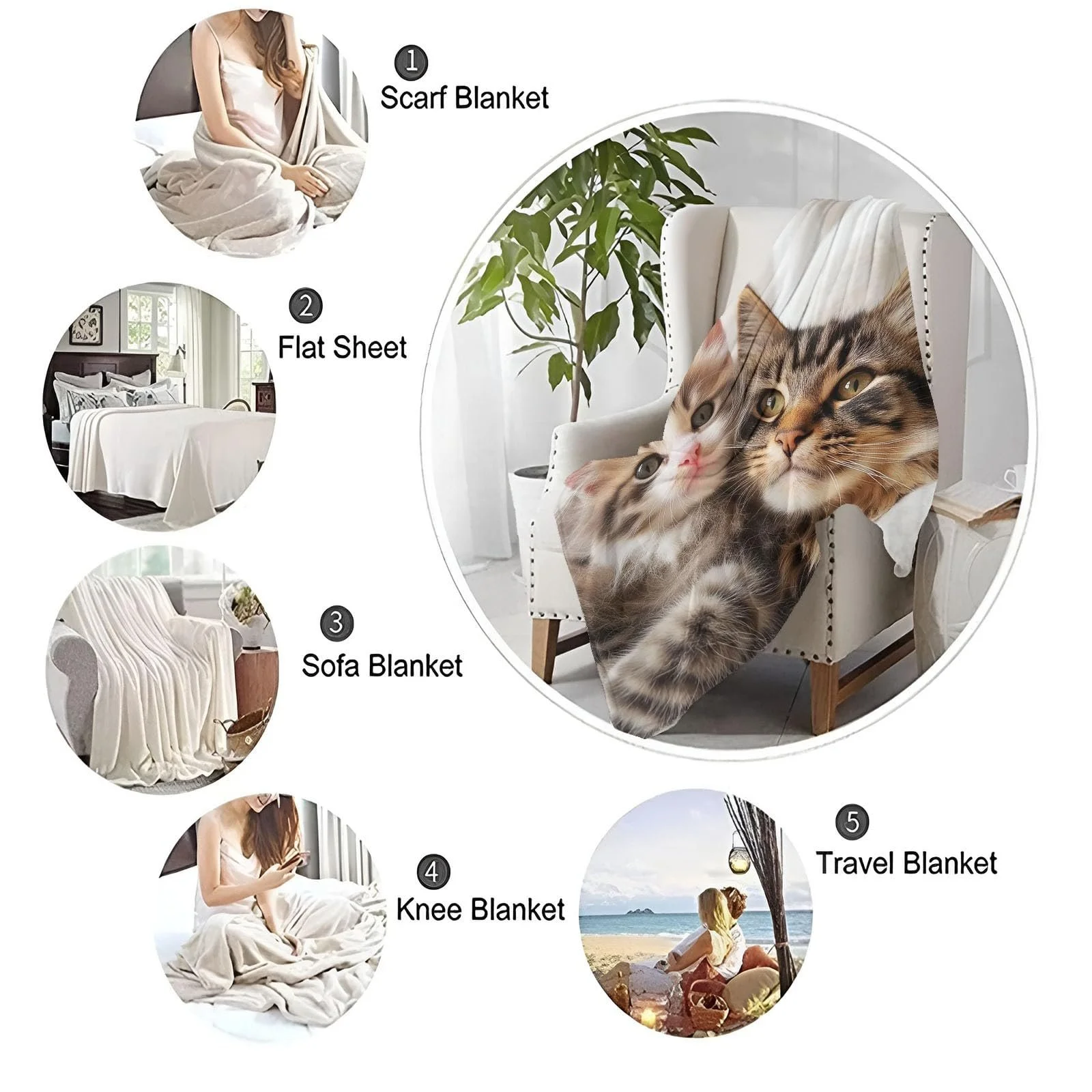 Покривало з милим кошеням 130 x 150 см М'яка тепла флісова Покривало для зими Різнокольорові різдвяні прикраси, фото №6 Покривало з милим кошеням 130 x 150 см М'яка тепла флісова Покривало для зими Різнокольорові різдвяні прикраси, фото №6