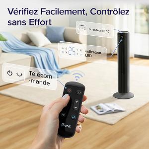 Вентилятор колонний LEVOIT 92 см, 3 режими, 5 швидкостей, Oscillation 90°, таймер 12 годин, LED-дисплей, темно-сірий synthetic.ua - Фото 1
