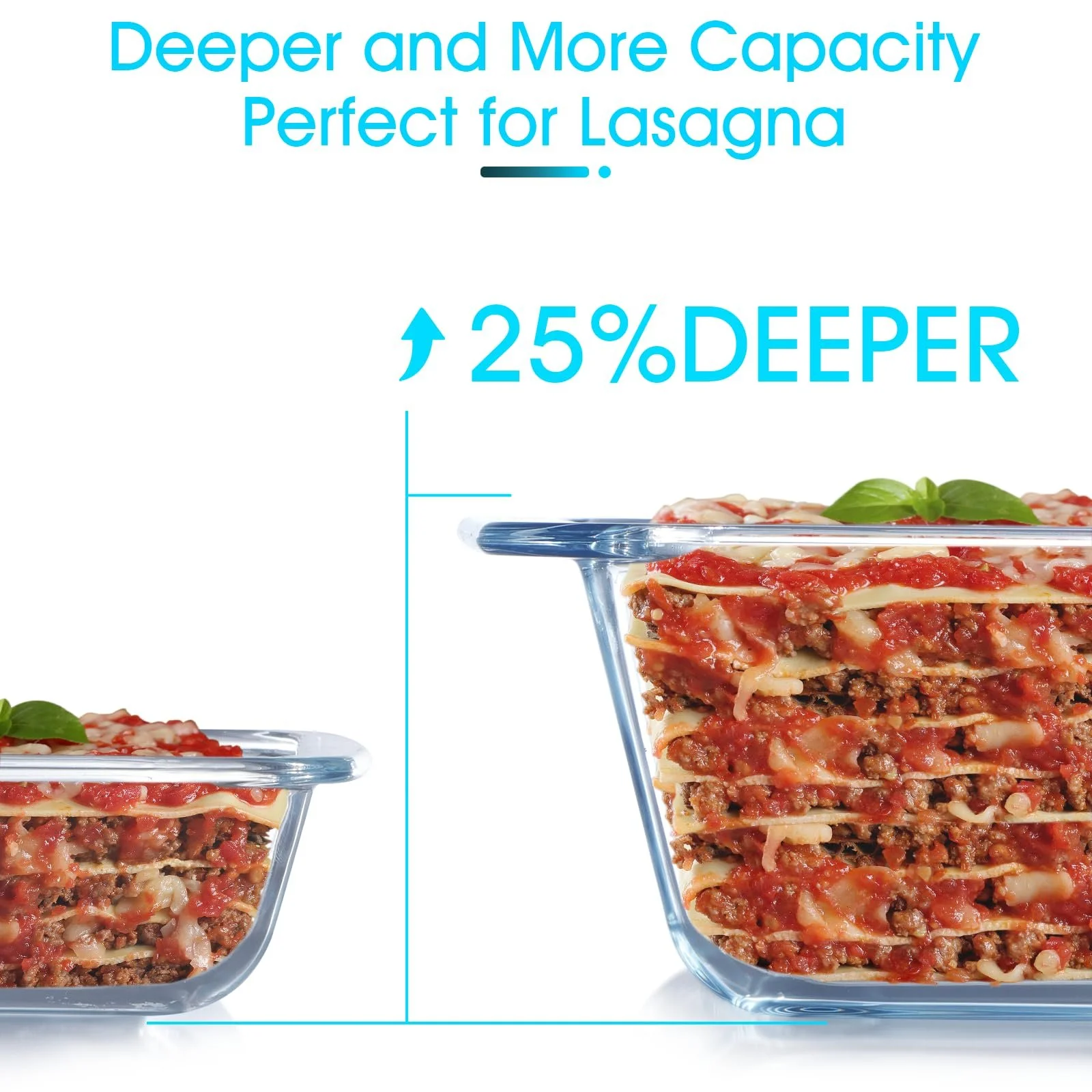 Набор форм для запекания NUTRIUPS стеклянные глубокие с крышками 2,3 л, 3,5 л, 5,4 л, фото №3