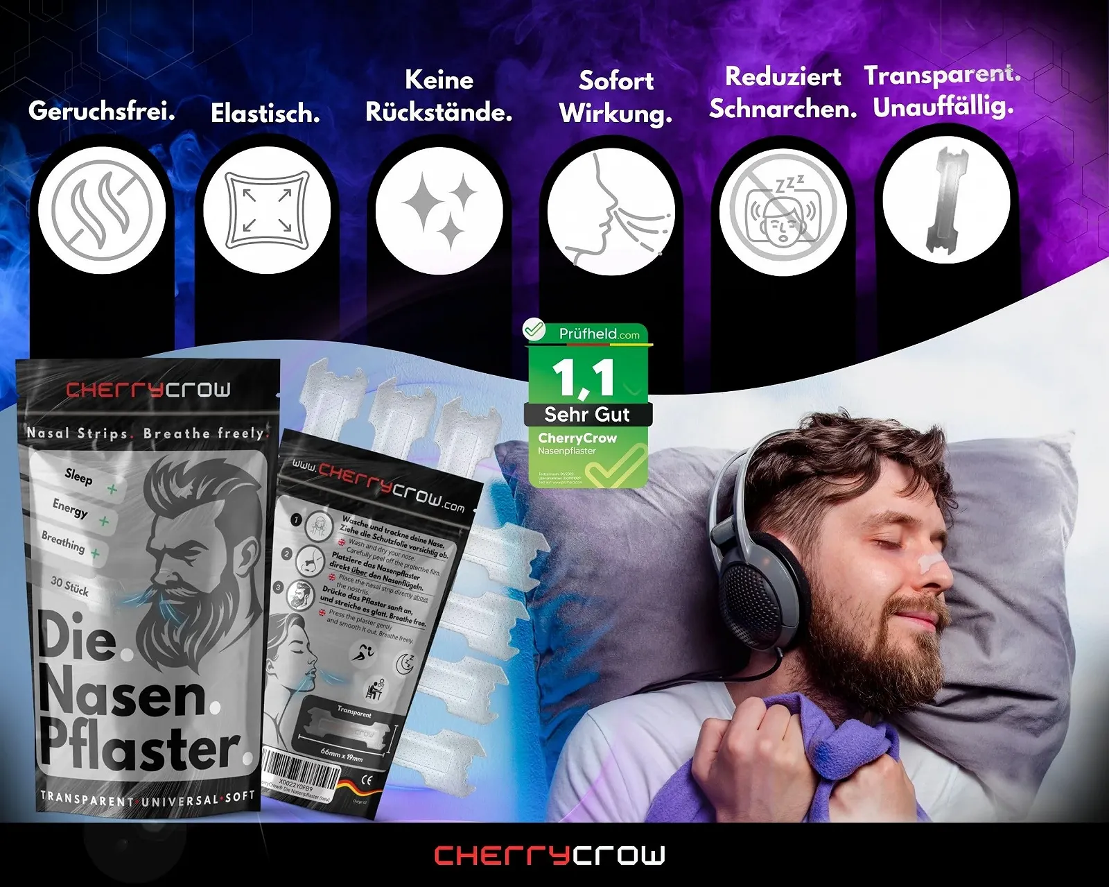 Пластирі для носа CherryCrow, 30 шт, прозорі, фото №3