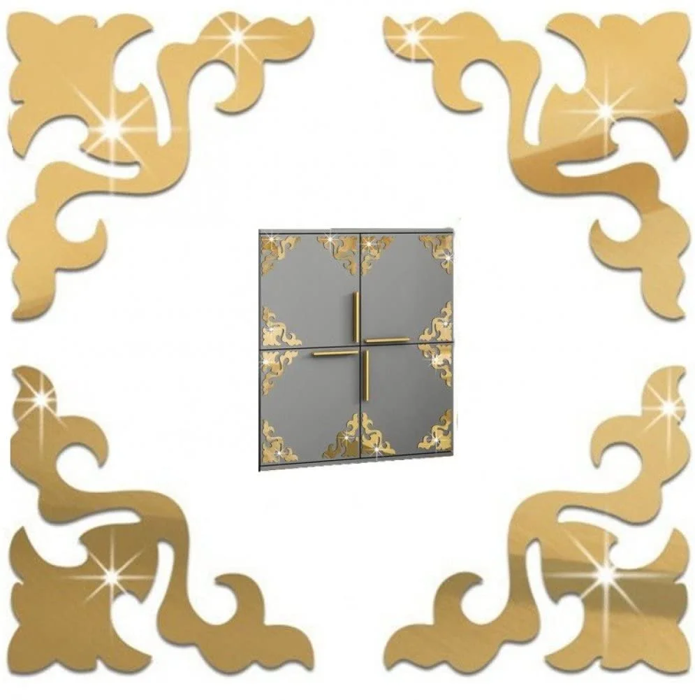 Наклейки на стіну Hrippy Furniture 3D Mirror 4 штуки Геометричний візерунок Золотистий/Сріблястий, фото №1 Наклейки на стіну Hrippy Furniture 3D Mirror 4 штуки Геометричний візерунок Золотистий/Сріблястий, фото №1