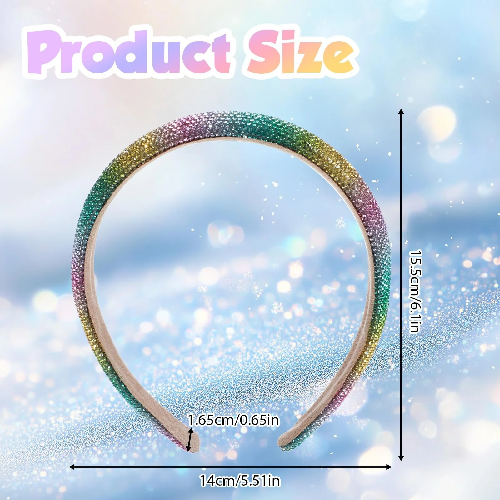 Обруч для волос со стразами, Блестящий, фото №2