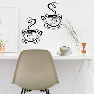 Наклейка для стін Coffee Cup 30 x 18 см Чорний synthetic.ua - Фото 1