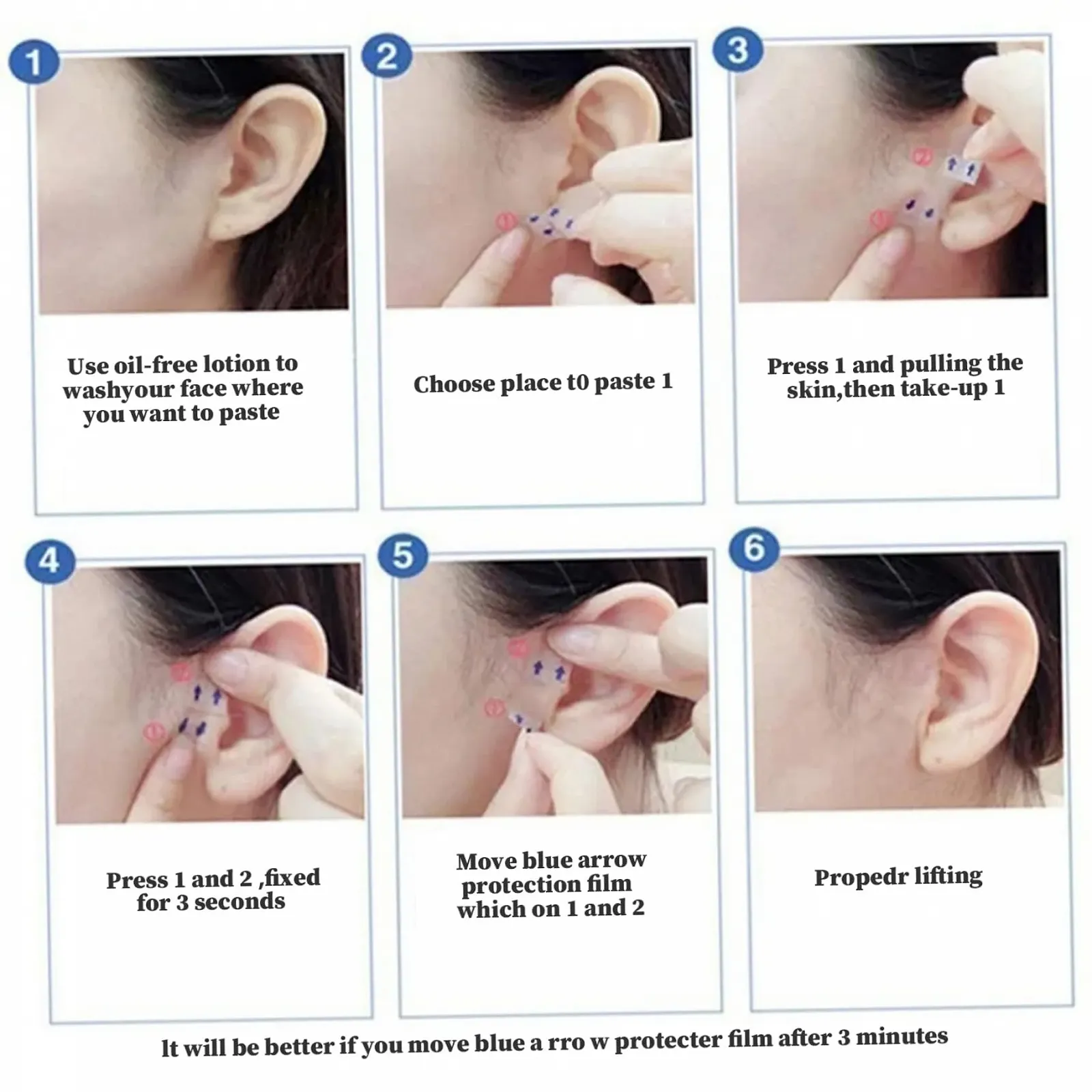 Стрічка для підтяжки обличчя V-подібна 120 штук Водонепроникна, фото №4