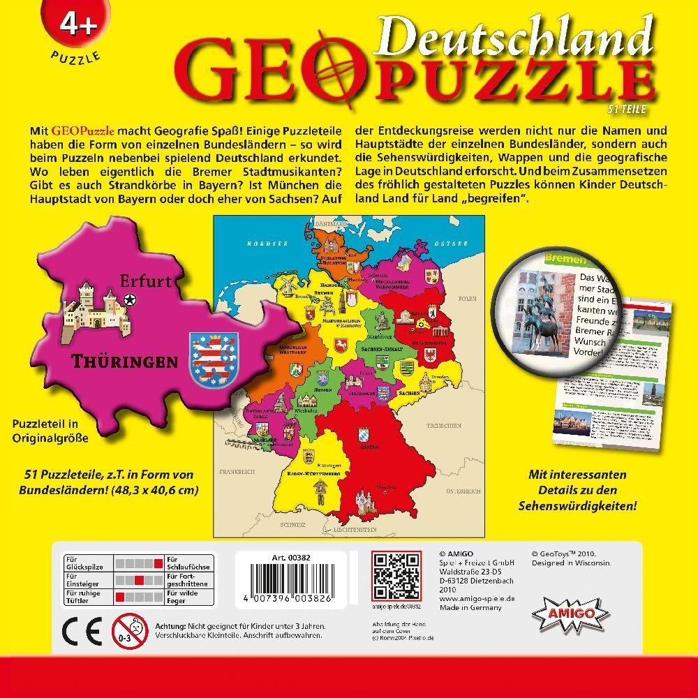 Пазл Amigo Geopuzzle Germany 00382, фото №4