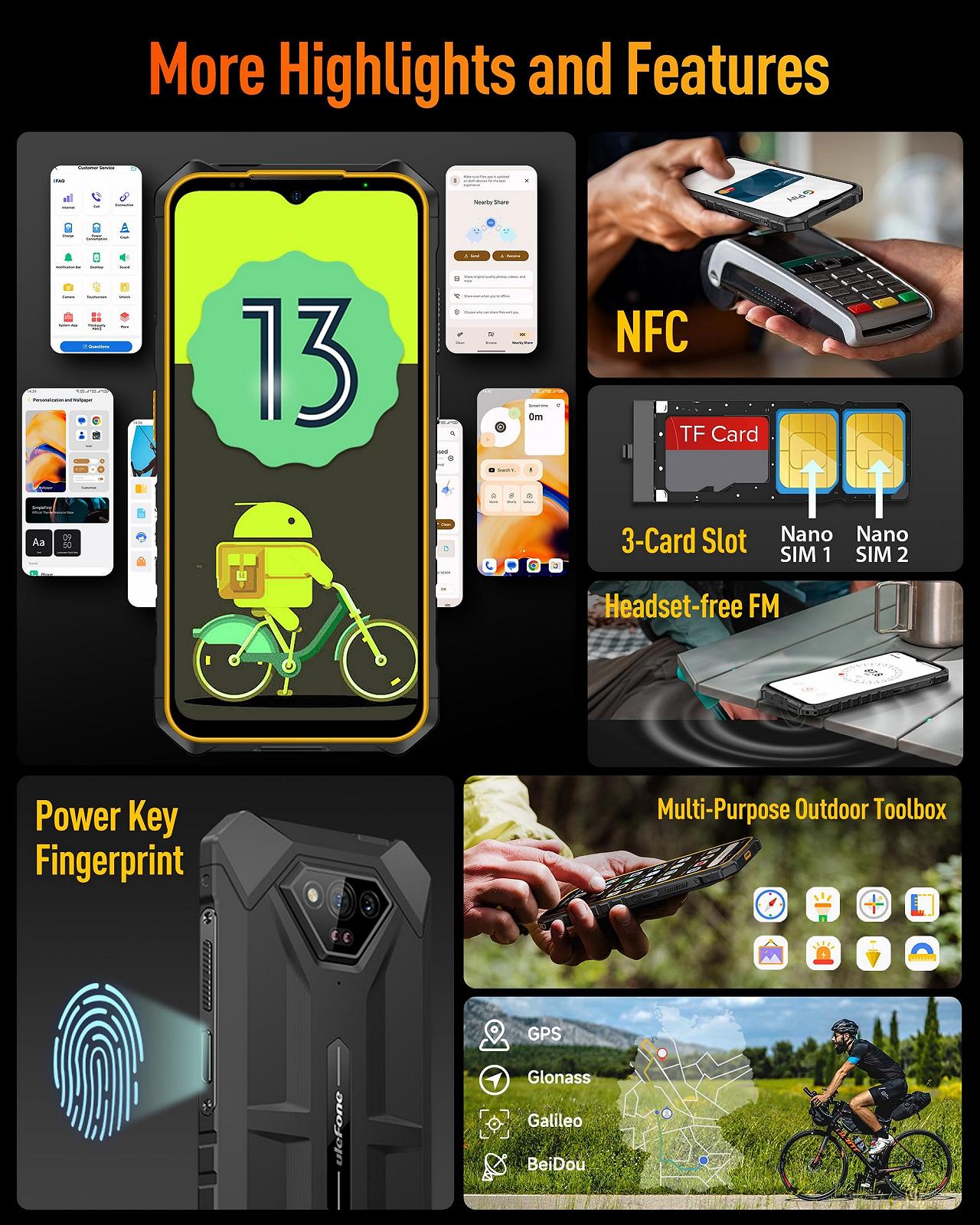 Смартфон Ulefone Armor X13 6.52 дюйма HD+ 12/64 GB 50+24 MP 6320 mAh IP68/IP69K, фото №8 Смартфон Ulefone Armor X13 6.52 дюйма HD+ 12/64 GB 50+24 MP 6320 mAh IP68/IP69K, фото №8