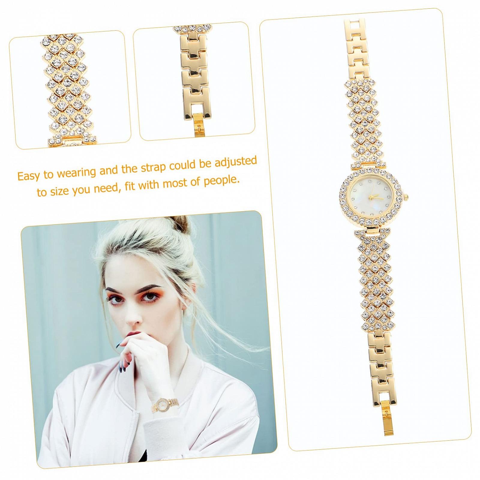 Женские часы LIFKOME Инкрустированные стразами Золотой Стальной браслет, фото №8