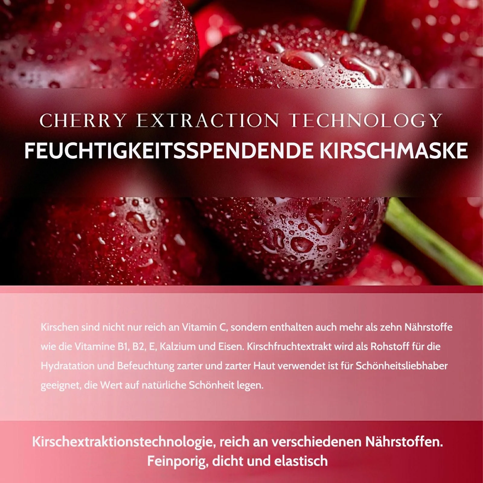 Тканевая маска Shefave Korean Cherry, 6 шт, питательная, для улучшения тона кожи, увлажняющая, против тусклости, антиоксидант, фото №3