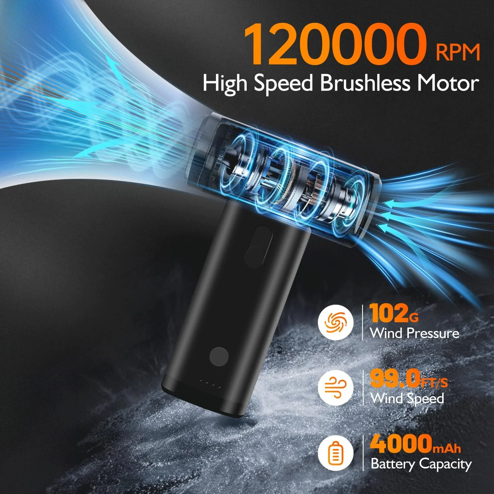 Електричний повітродувка MERTTURM 5-в-1 Mini 120000 об/хв з алюмінієвого сплаву, фото №2 Електричний повітродувка MERTTURM 5-в-1 Mini 120000 об/хв з алюмінієвого сплаву, фото №2