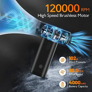 Електричний повітродувка  MERTTURM 5-в-1 Mini 120000 об/хв з алюмінієвого сплаву synthetic.ua - Фото 1