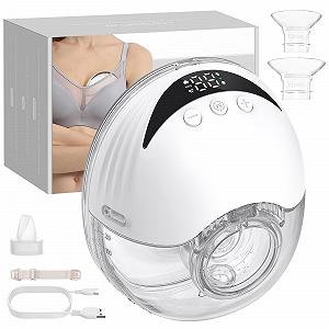 Молокоотсос eSynic Hands-Free, портативный, аккумуляторный, 210 мл, 4 режима, 12 уровней, LED дисплей, фланцы 24/21/19 мм, Ultra Quiet, для мам дома и в путешествии Белый - Фото 1