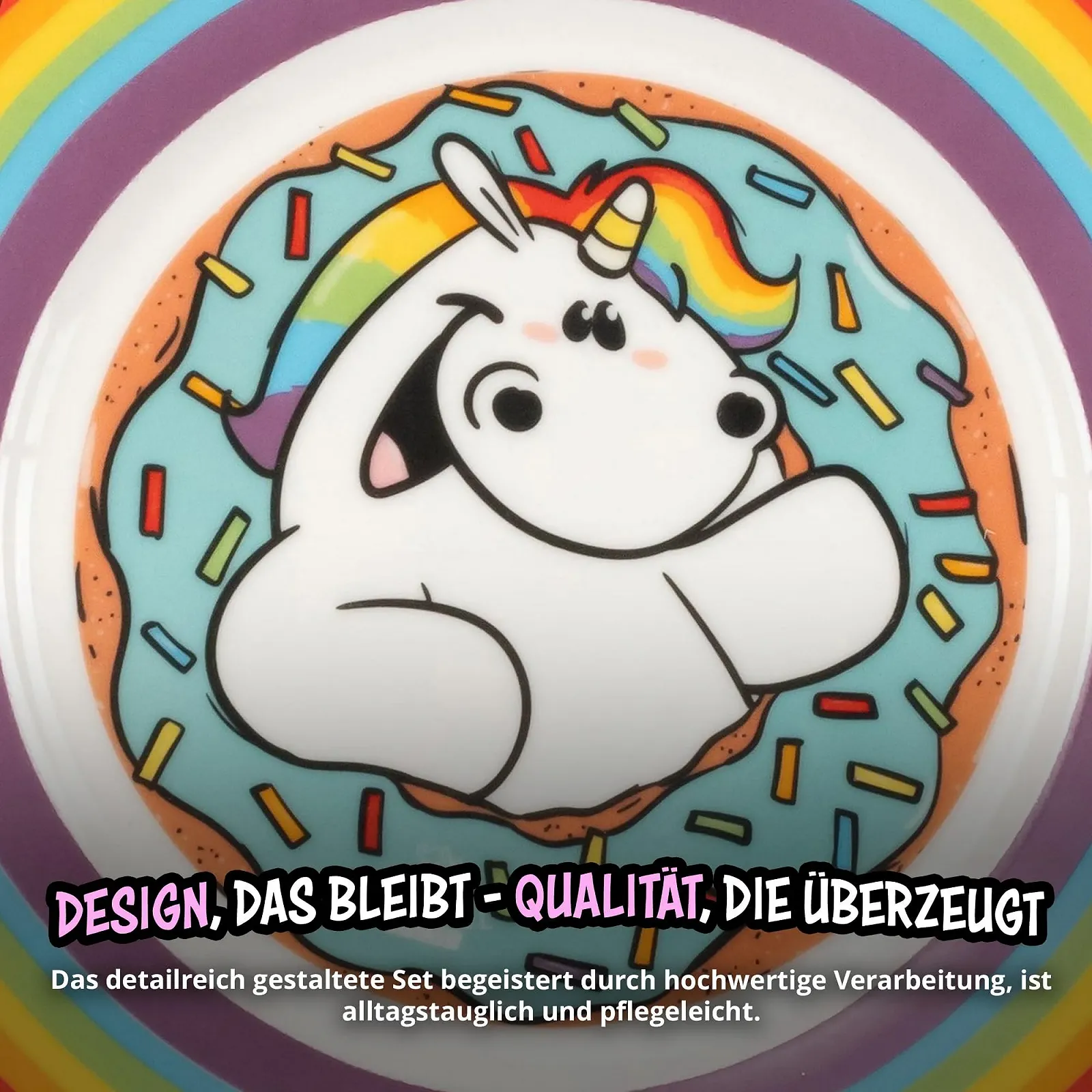 Набор посуды United Labels Pummel & Friends Pummel Unicorn из 3 предметов, Радужный, Фарфоровый, фото №5