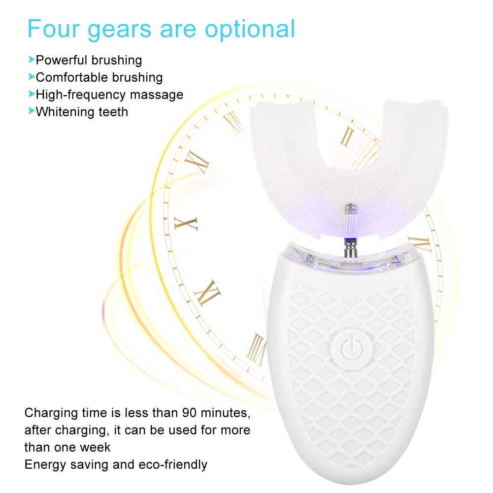 Електрична звукова зубна щітка U Shape автоматична бездротова зарядка 4 режими White, фото №3