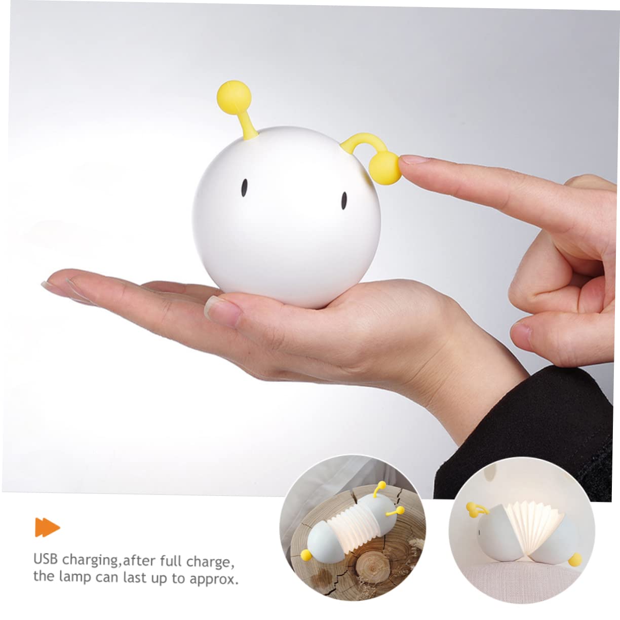 Настільна лампа MERRYHAPY Caterpillar для кімнати підлітка Світлодіодна нічна лампа Біла, фото №6