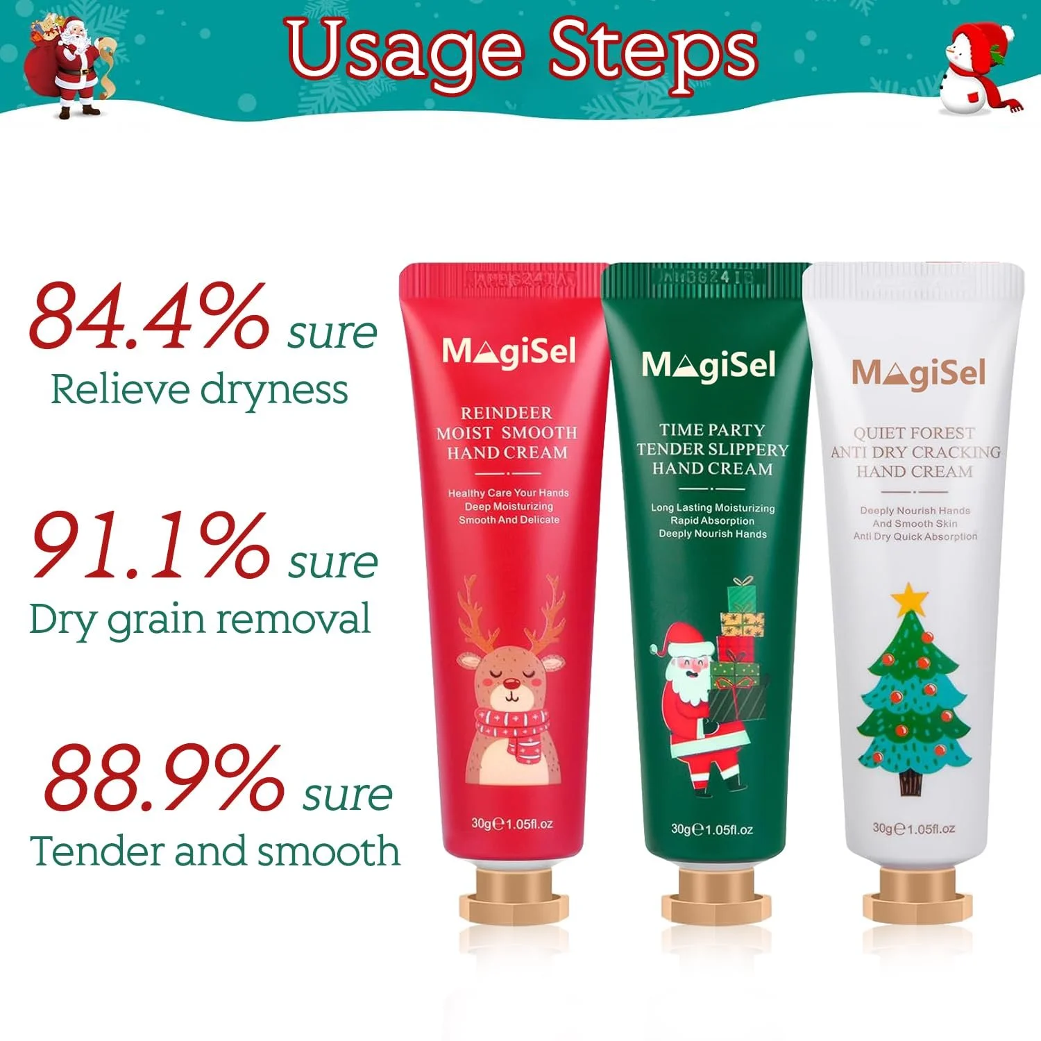 Набір міні-кремів для рук 3 шт, Різдвяний міні-набір кремів для рук для дуже сухої шкіри, фото №6