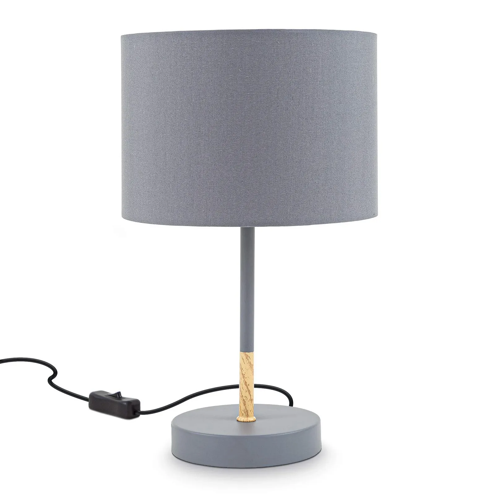 Настільна лампа B.K.Licht Тканинний абажур Сіра E27 20 см, фото №1