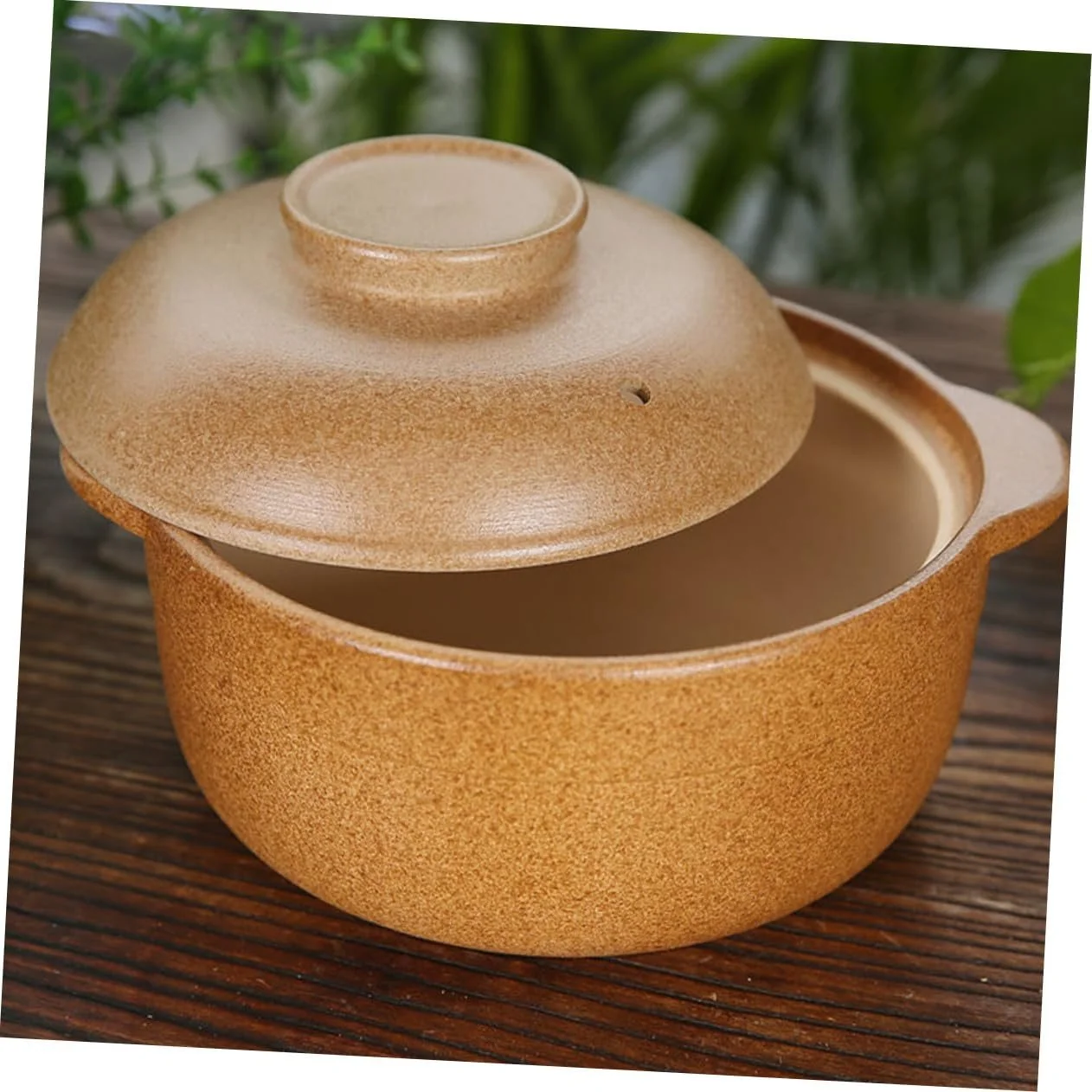 Керамічна каструля TOYANDONA з кришкою, плоска основа, термостійка, для супу та тушкування, фото №3