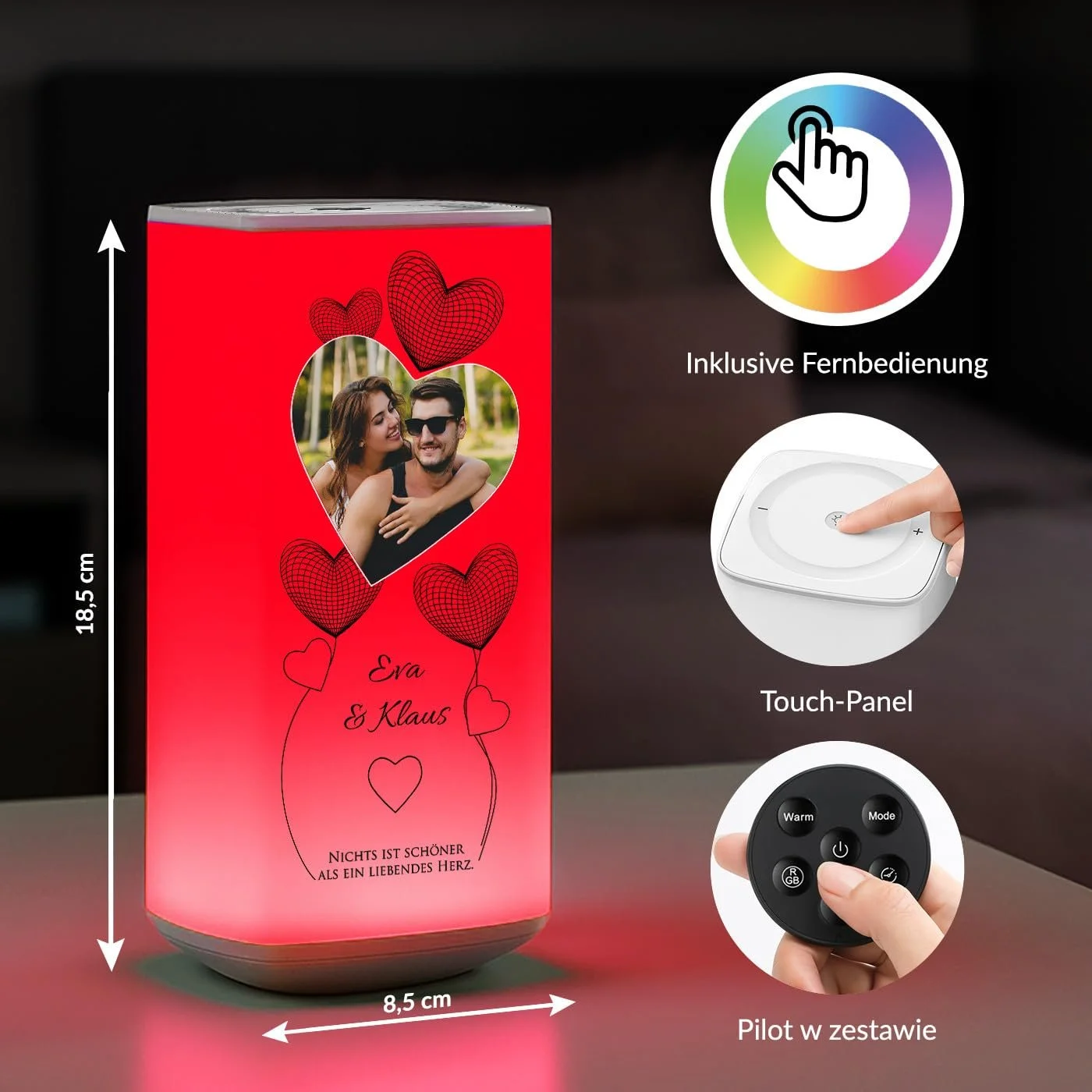 Настільна лампа Maverton сенсорна з пультом дистанційного керування нічник з принтом LED бездротова, фото №6