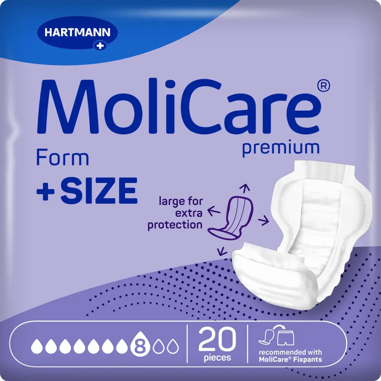 Прокладки MoliCare Premium Form SIZE 8 капель 20шт анатомической формы при недержании, фото №1