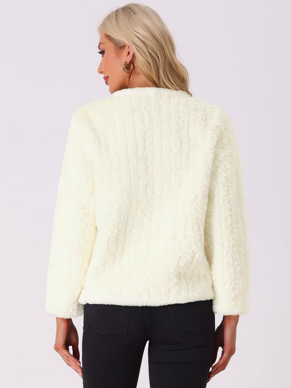 Пальто Allegra K Искусственный мех Однобортное Длинный рукав Теплое Зимнее Пальто Плюшевое, фото №3 Пальто Allegra K Искусственный мех Однобортное Длинный рукав Теплое Зимнее Пальто Плюшевое, фото №3