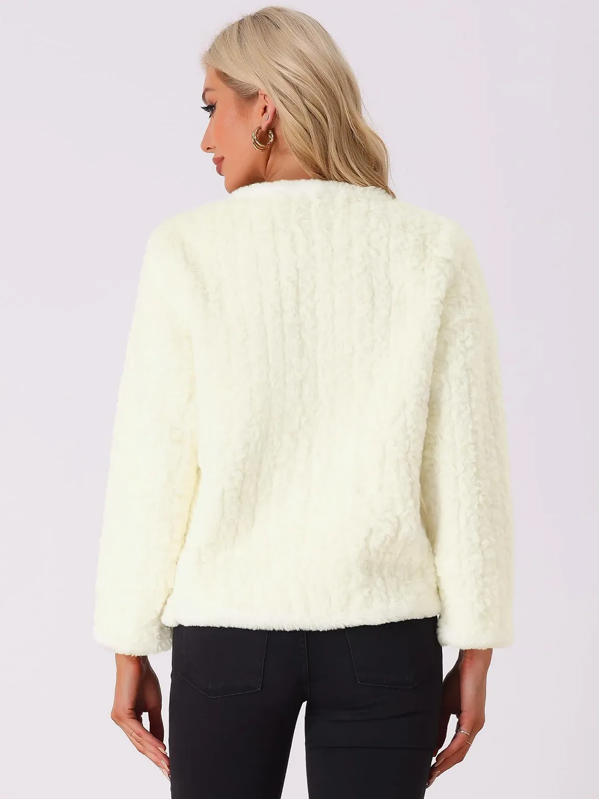 Пальто Allegra K Штучне хутро Однобортне Довгий рукав Тепле Зимове Пальто Плюшеве, фото №3 Пальто Allegra K Штучне хутро Однобортне Довгий рукав Тепле Зимове Пальто Плюшеве, фото №3