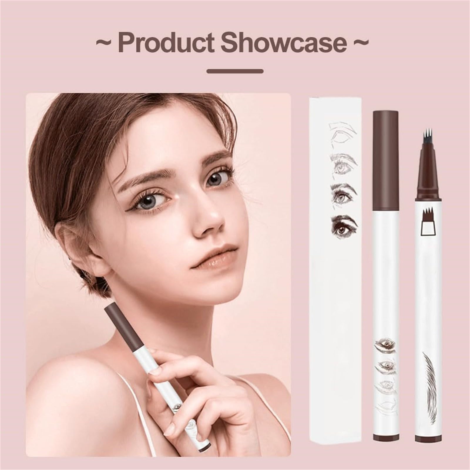 Набір пудра для брів Blonde 2024 олівець контурний олівець 4-насадки олівець для брів щіточка Microbade для натуральних брів (F, Один розмір), фото №3