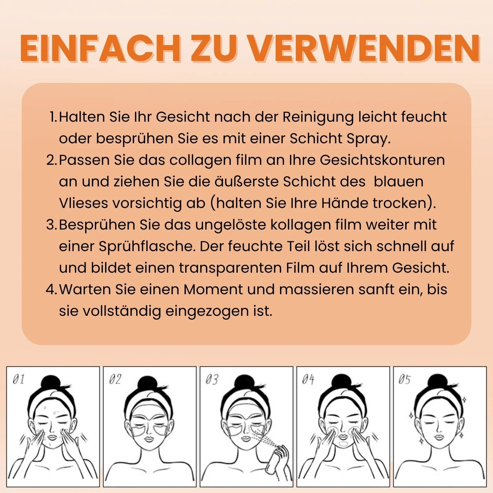Плівка розчинного колагену, пакування з 5 штук, колагенова маска для пружності шкіри, фото №6