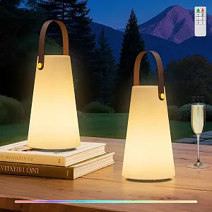 Настольные светодиодные лампы MALUX Набор 2 шт., аккумуляторные, 8 цветов, диммируемые, беспроводные, пульт ДУ, IP44 - Фото 1
