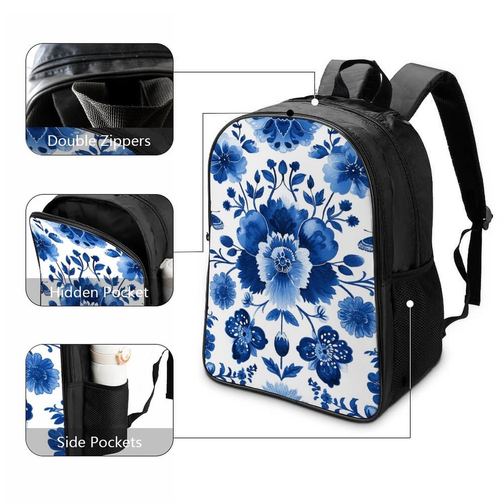 Ранець DPEOANEBN Flower для хлопчиків і дівчаток, підлітків, шкільна сумка, водонепроникний рюкзак, жіночий чоловічий шкільний ранець, сумка для ноутбука 40x28x16 см, фото №3