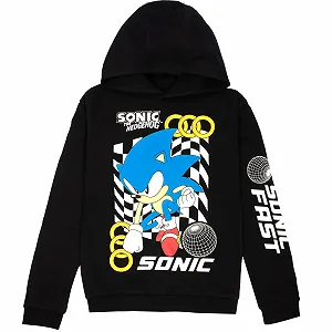 Худи Sonic The Hedgehog для мальчиков 100% хлопок, домашняя одежда для 6-12 лет, идеальный подарок для геймеров, черный - Фото 1
