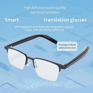 Умные очки-переводчик Annadue AI, Bluetooth аудио линзы с переводом 100 языков, Стильные очки для перевода с микрофоном и динамиком для путешествий и бизнеса synthetic.ua - Фото 1