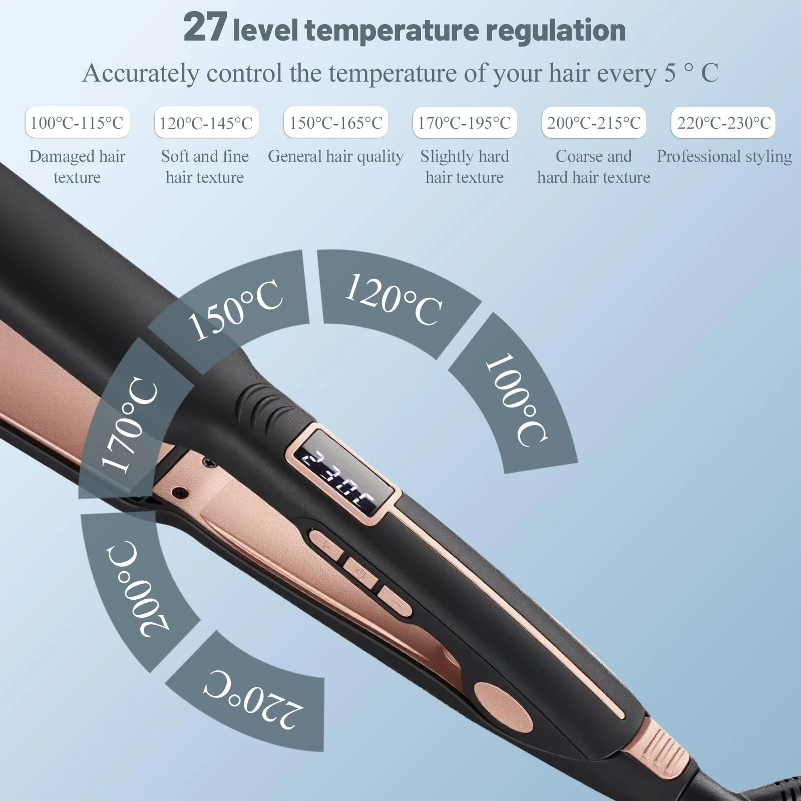 Випрямляч іонно-титановий 100-230 °C LCD-дисплей, фото №6 Випрямляч іонно-титановий 100-230 °C LCD-дисплей, фото №6