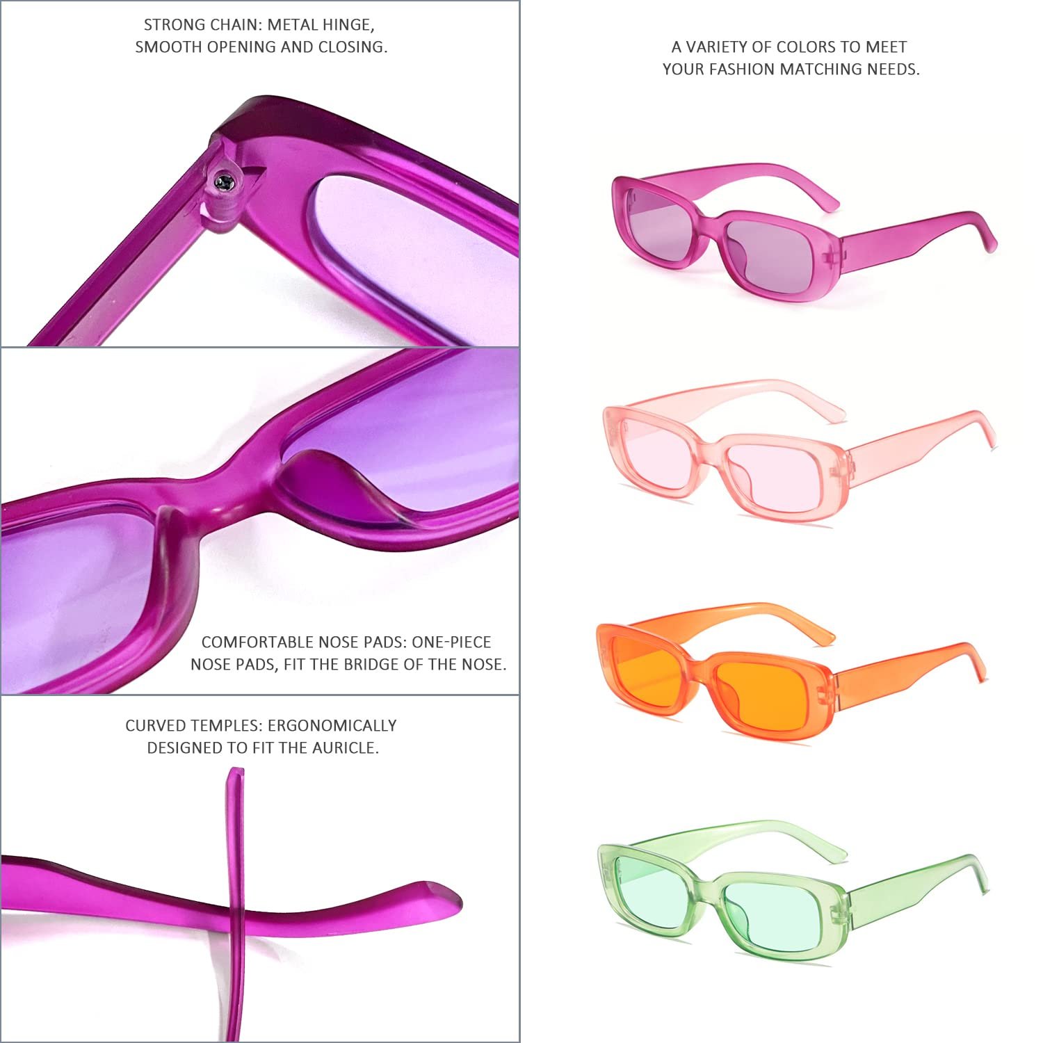 Сонцезахисні окуляри TAFACE Квадратні Рожевий, зелений, помаранчевий, фото №3