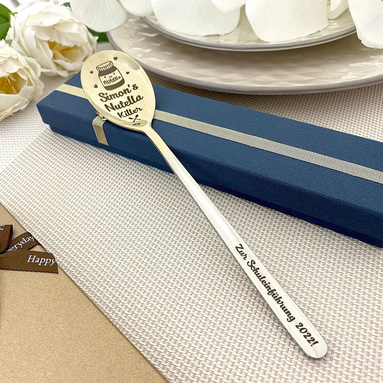 Ложка з гравіюванням для любителів шоколаду високоякісна нержавіюча сталь повний текст і персоналізоване ім'я, фото №4