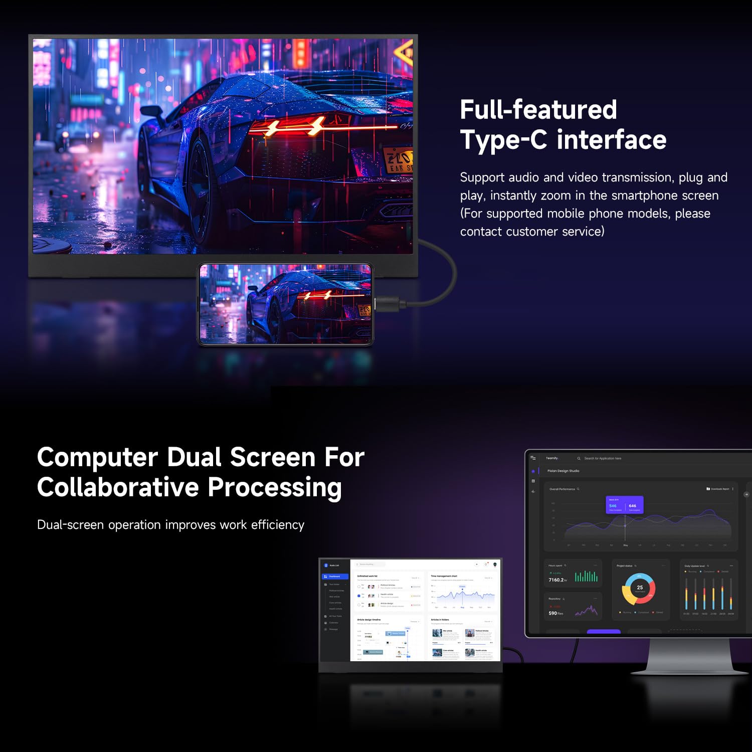 Монитор LUCKFOX 15.6 Дюймовый Портативный с Подставкой 1080P FHD, фото №5 Монитор LUCKFOX 15.6 Дюймовый Портативный с Подставкой 1080P FHD, фото №5